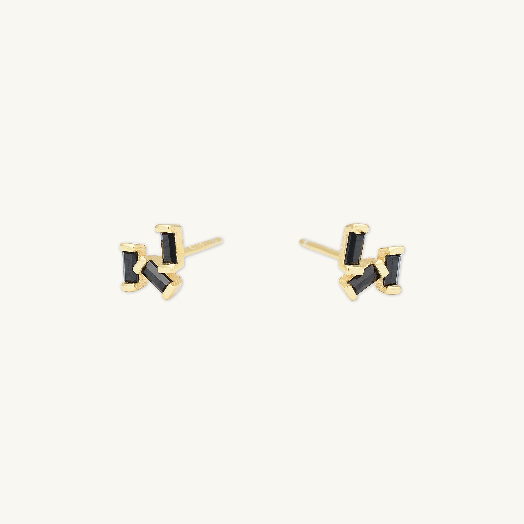 Black Trio Baguette Earrings - Camile & Stone