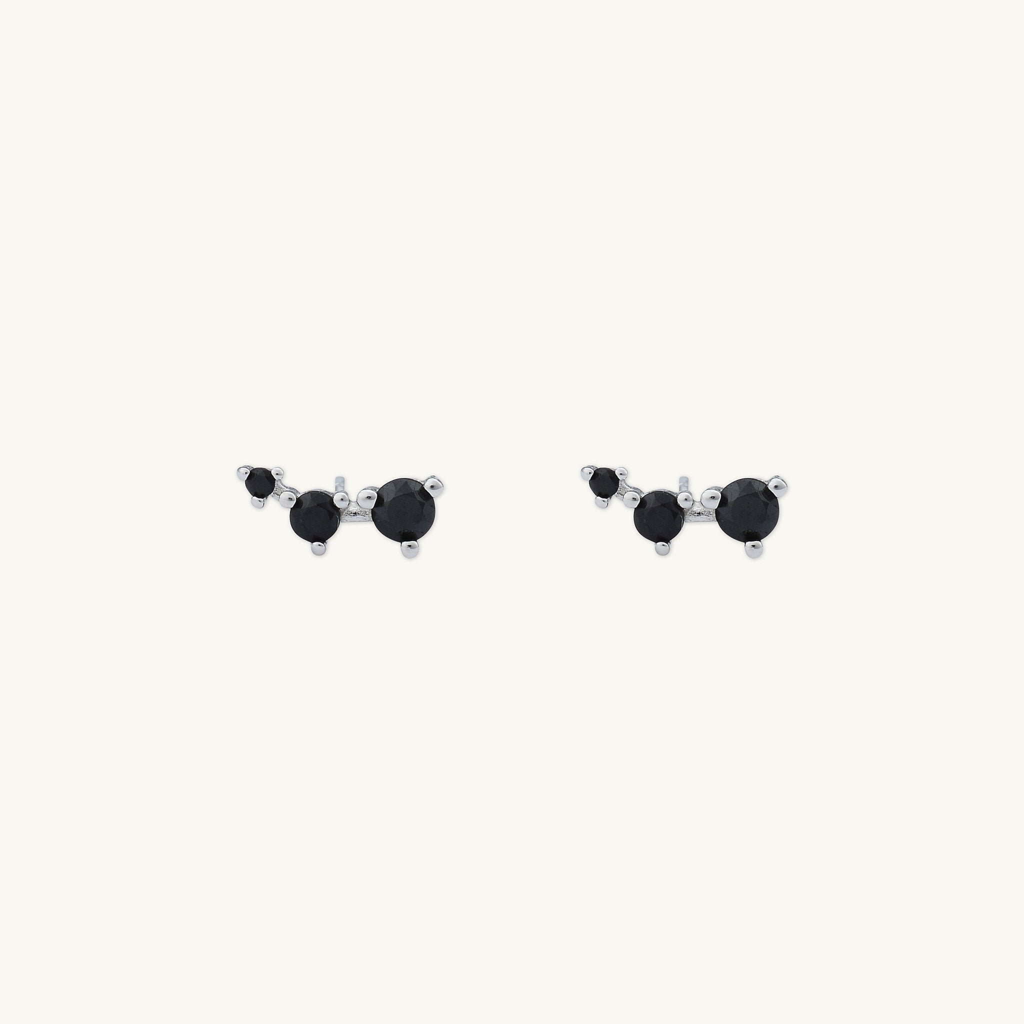 Black Trio Sapphire Stud Earrings - Camile & Stone