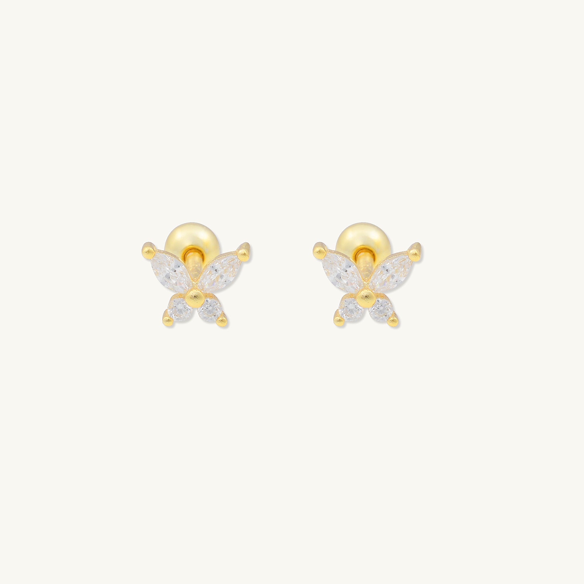 Butterfly Sapphire Barbell Stud Cartilage Earrings - Camile & Stone