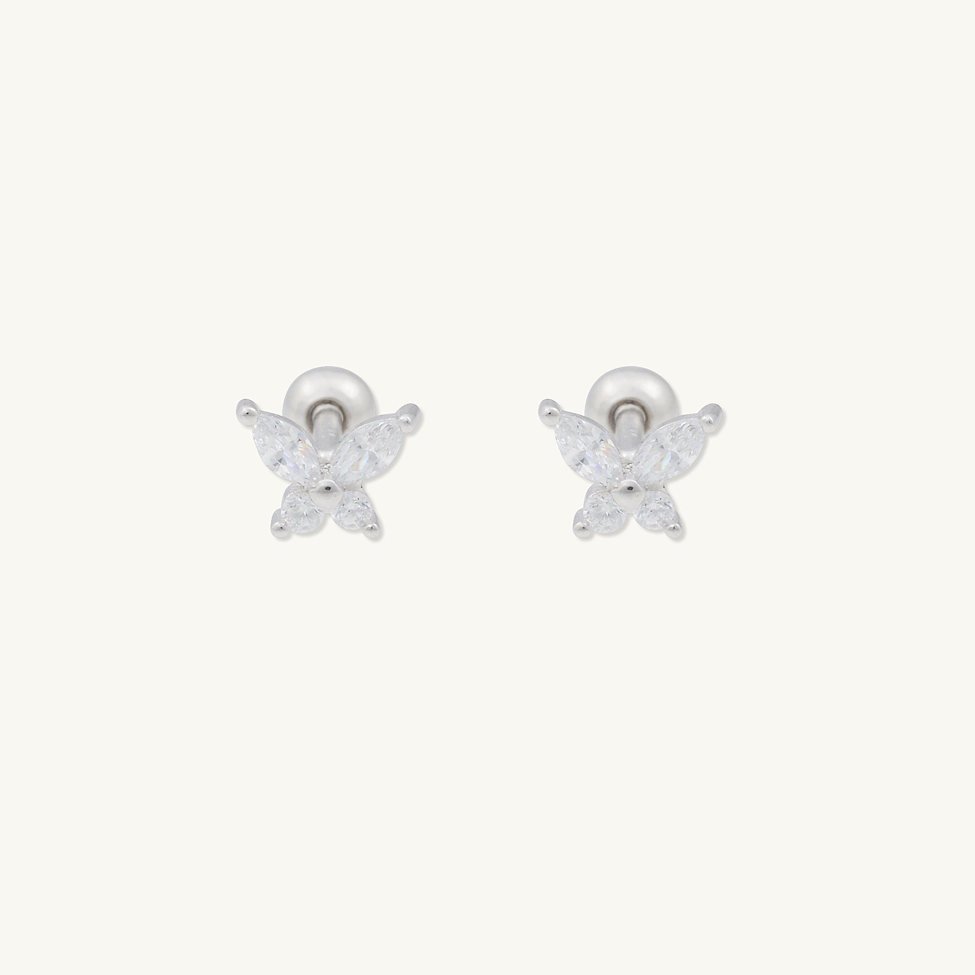 Butterfly Sapphire Barbell Stud Cartilage Earrings - Camile & Stone