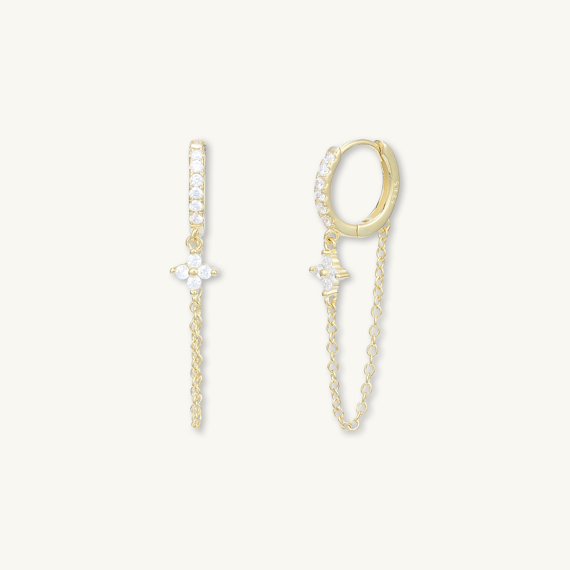 Clover Sapphire Dangling Huggie Earrings - Camile & Stone