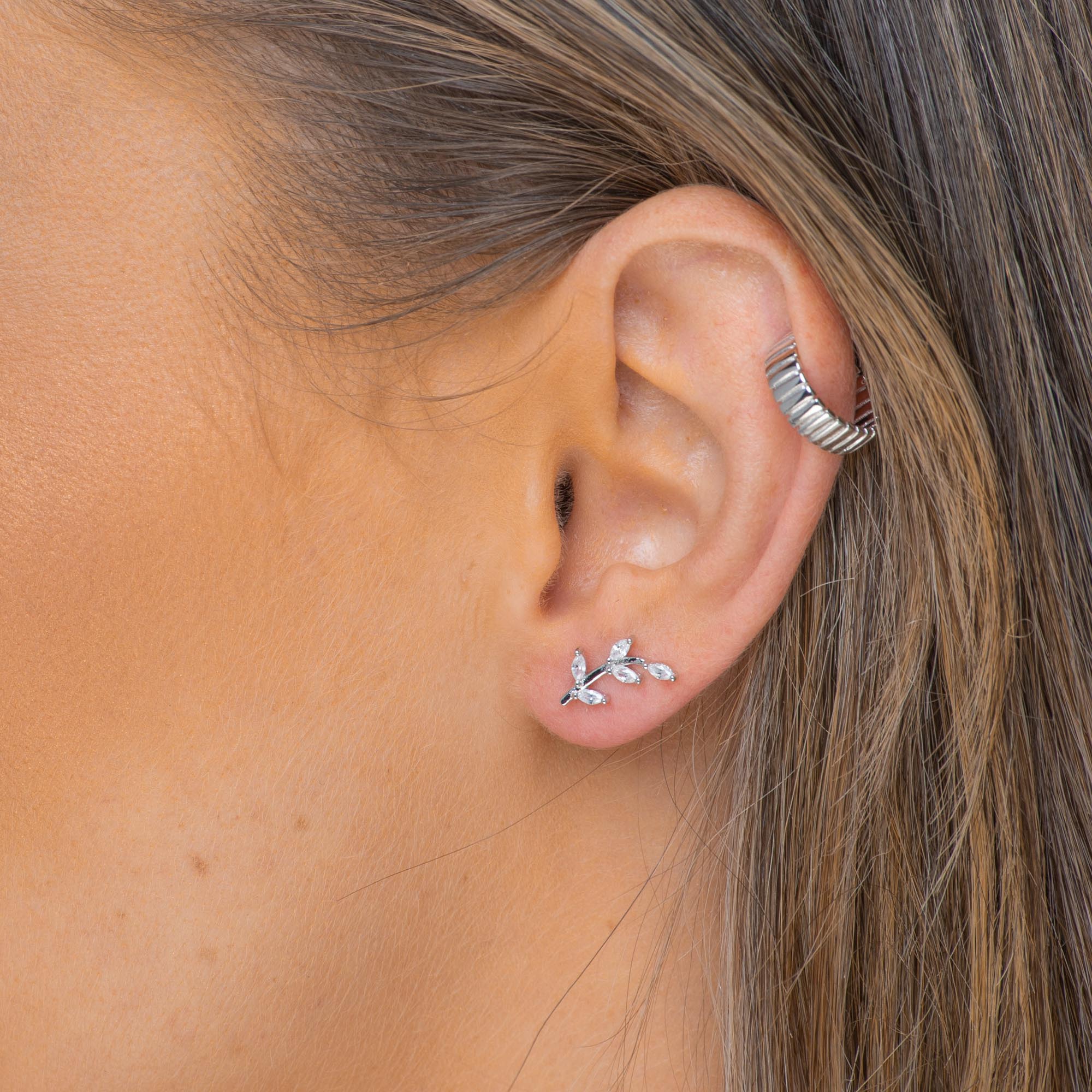 Leaf Sapphire Climber Earrings - Camile & Stone