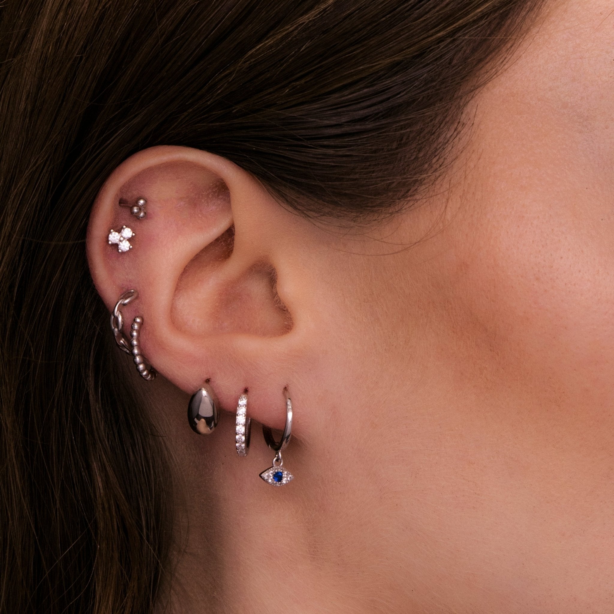 Lotus Sapphire Barbell Stud Cartilage Earrings - Camile & Stone