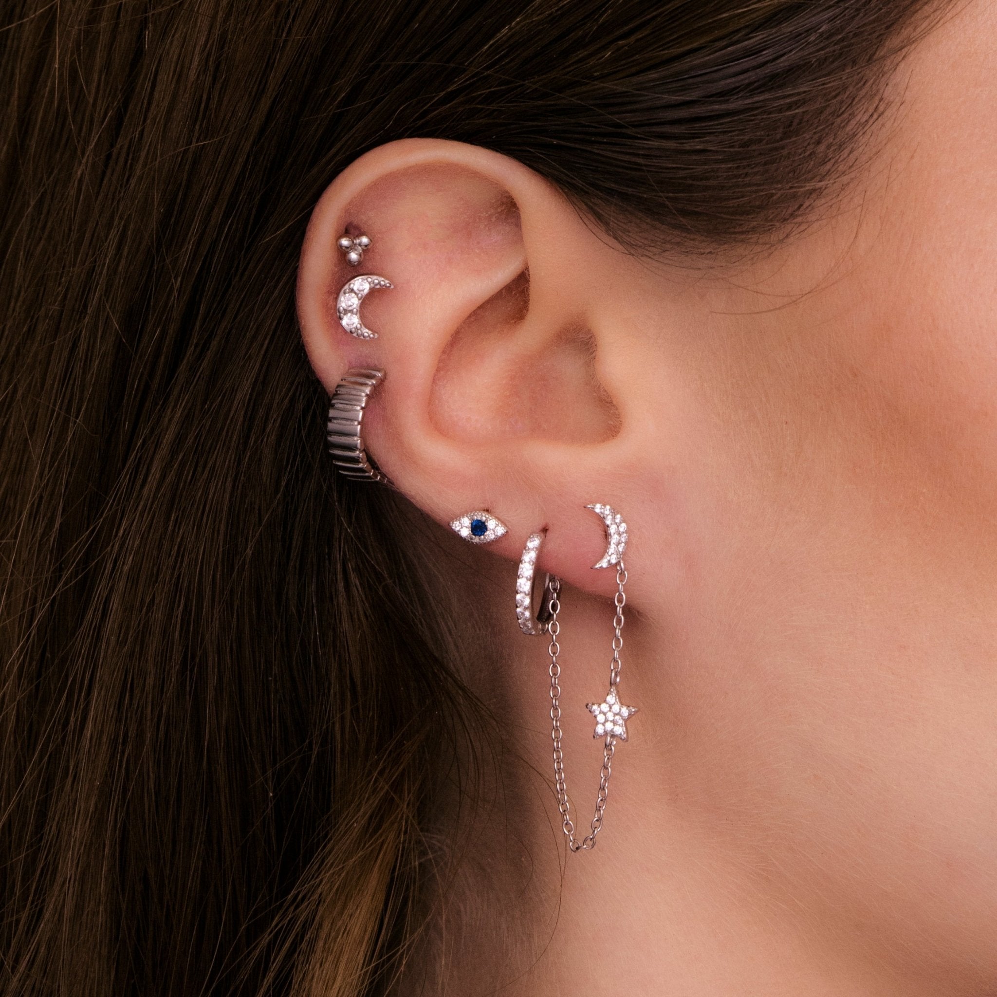 Moon Sapphire Barbell Stud Cartilage Earrings - Camile & Stone