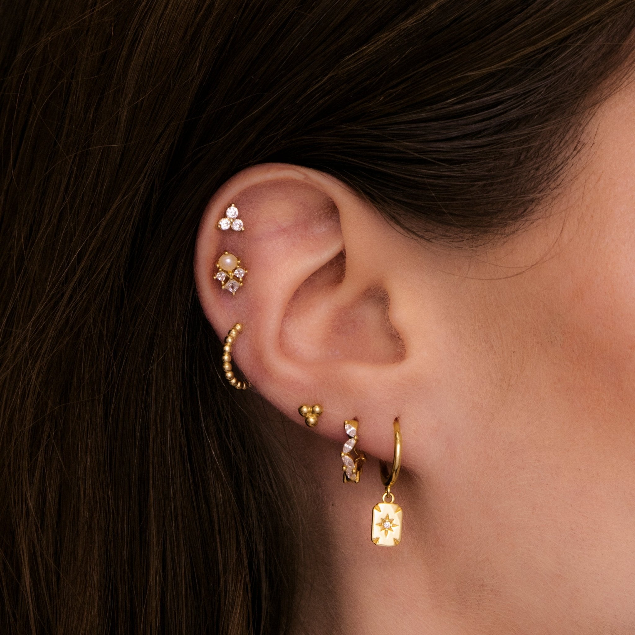 North Star Rectangle Huggie Hoop Earrings - Camile & Stone