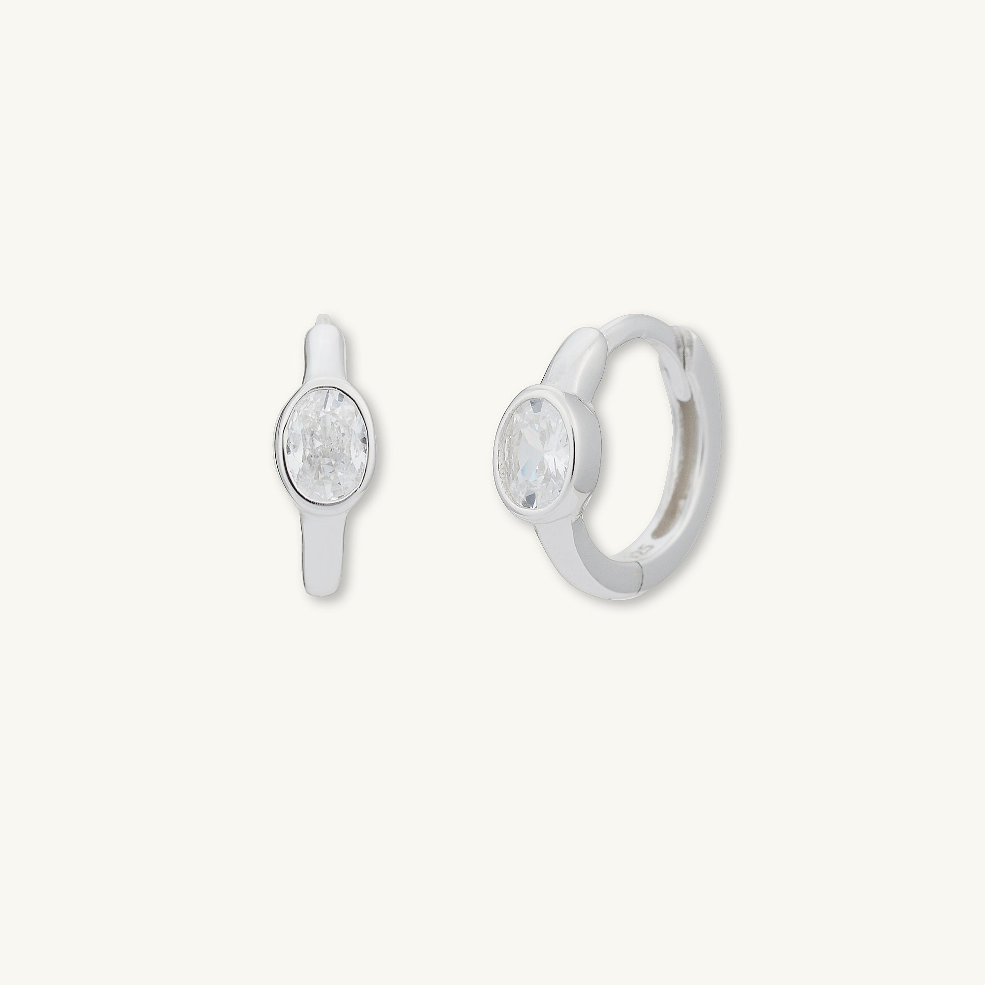 Oval Sapphire Huggie Earrings - Camile & Stone