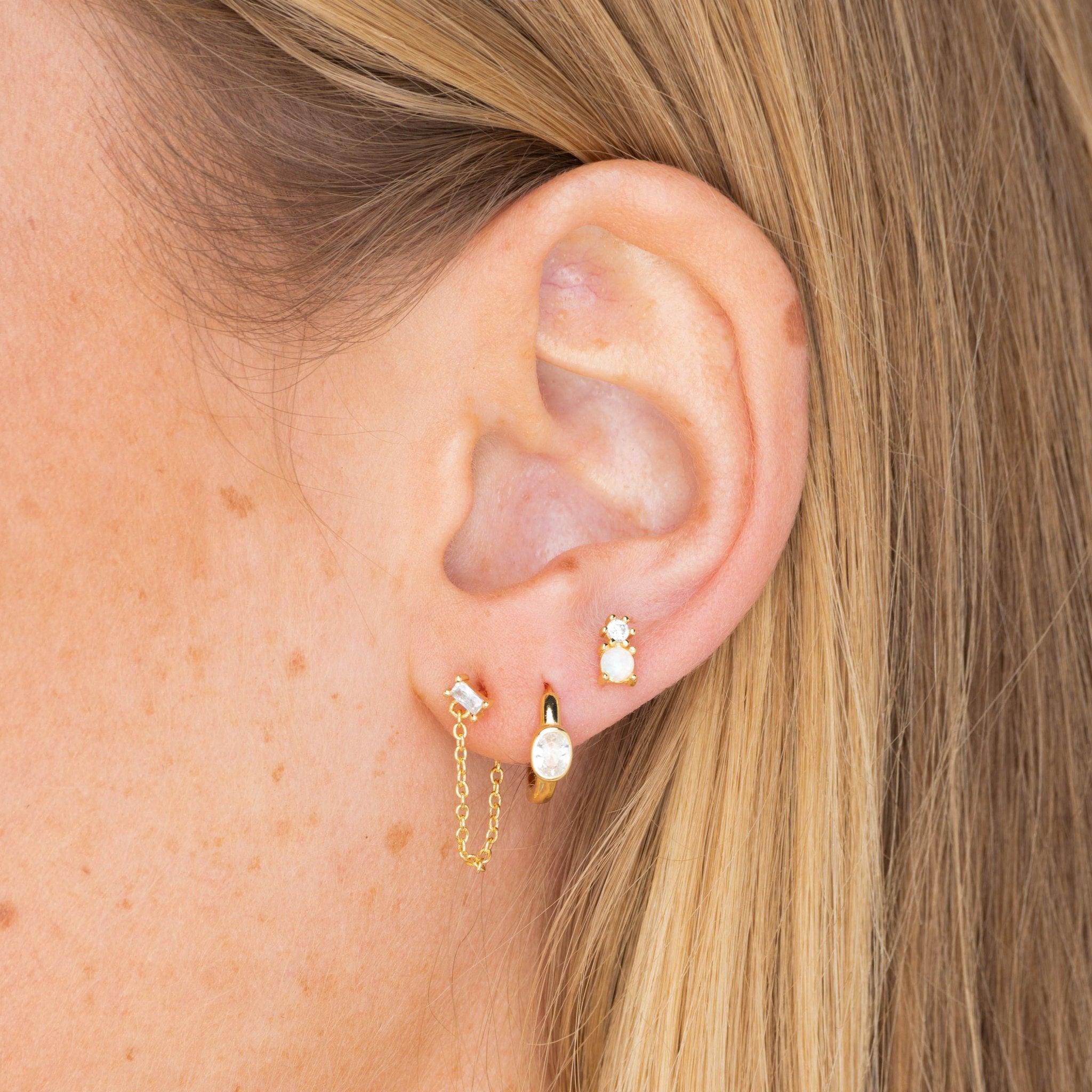 Oval Sapphire Huggie Earrings - Camile & Stone