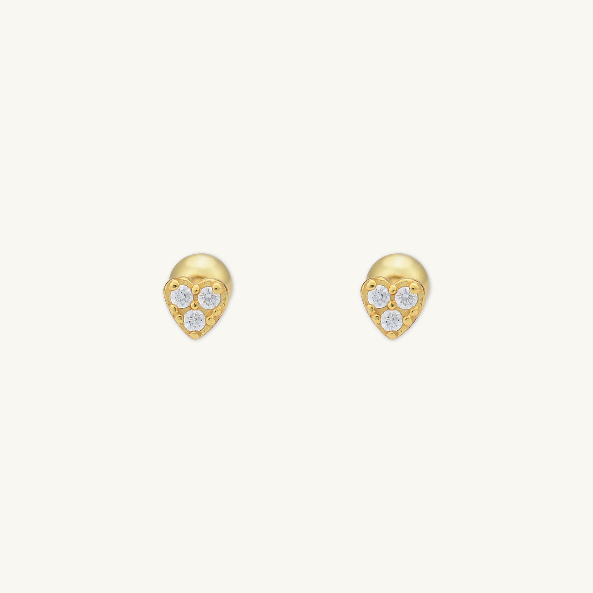 Petite Heart Sapphire Barbell Stud Cartilage Earrings - Camile & Stone