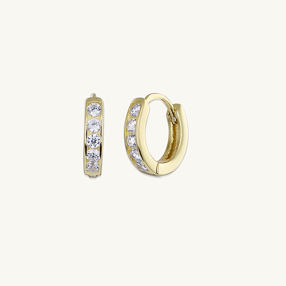Sapphire Inlay Huggie Earrings - Camile & Stone