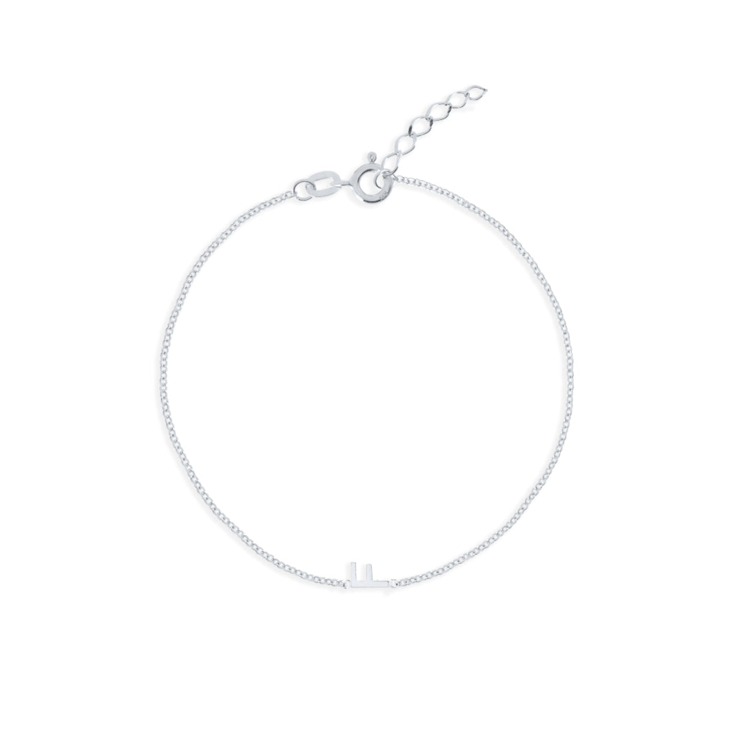 Sideways Single Initial Letter Bracelet