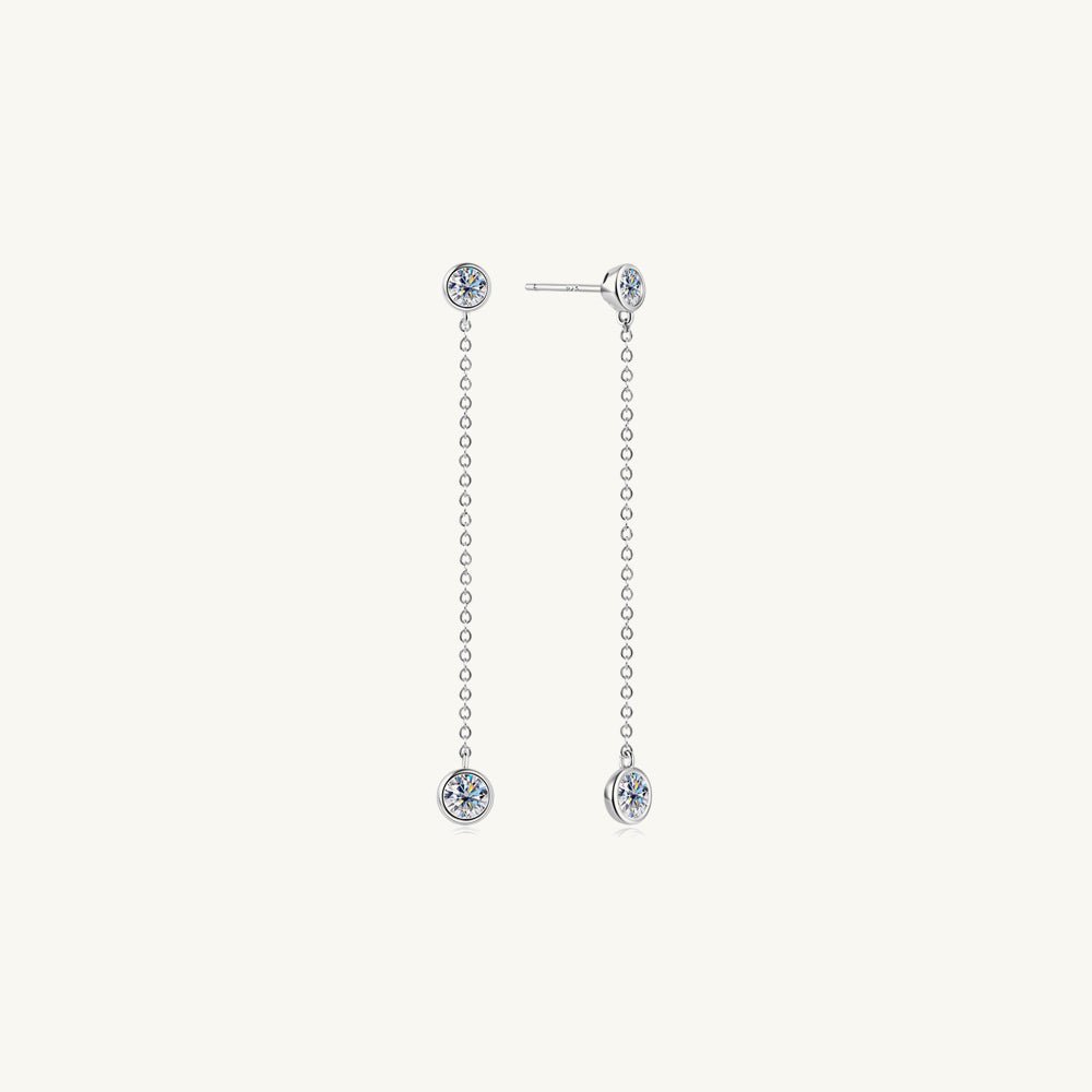 Twin Dangle Solitaire Moissanite Stud Earrings 1.6 Carat - Camile & Stone